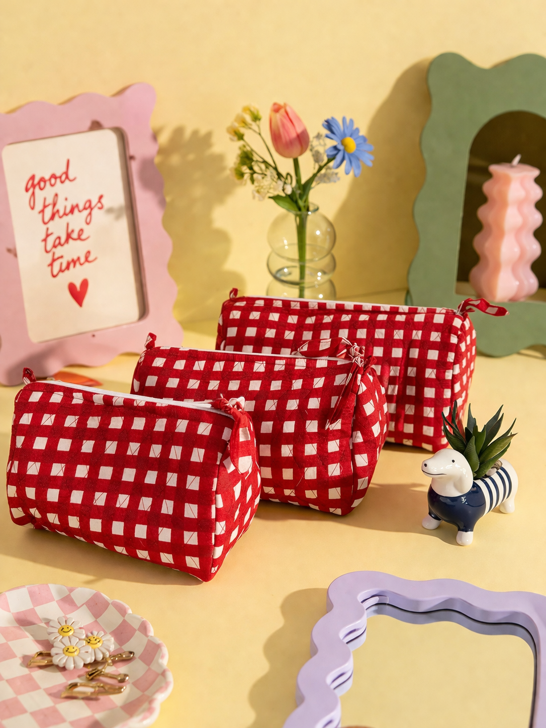 Cherry Check Trio Set