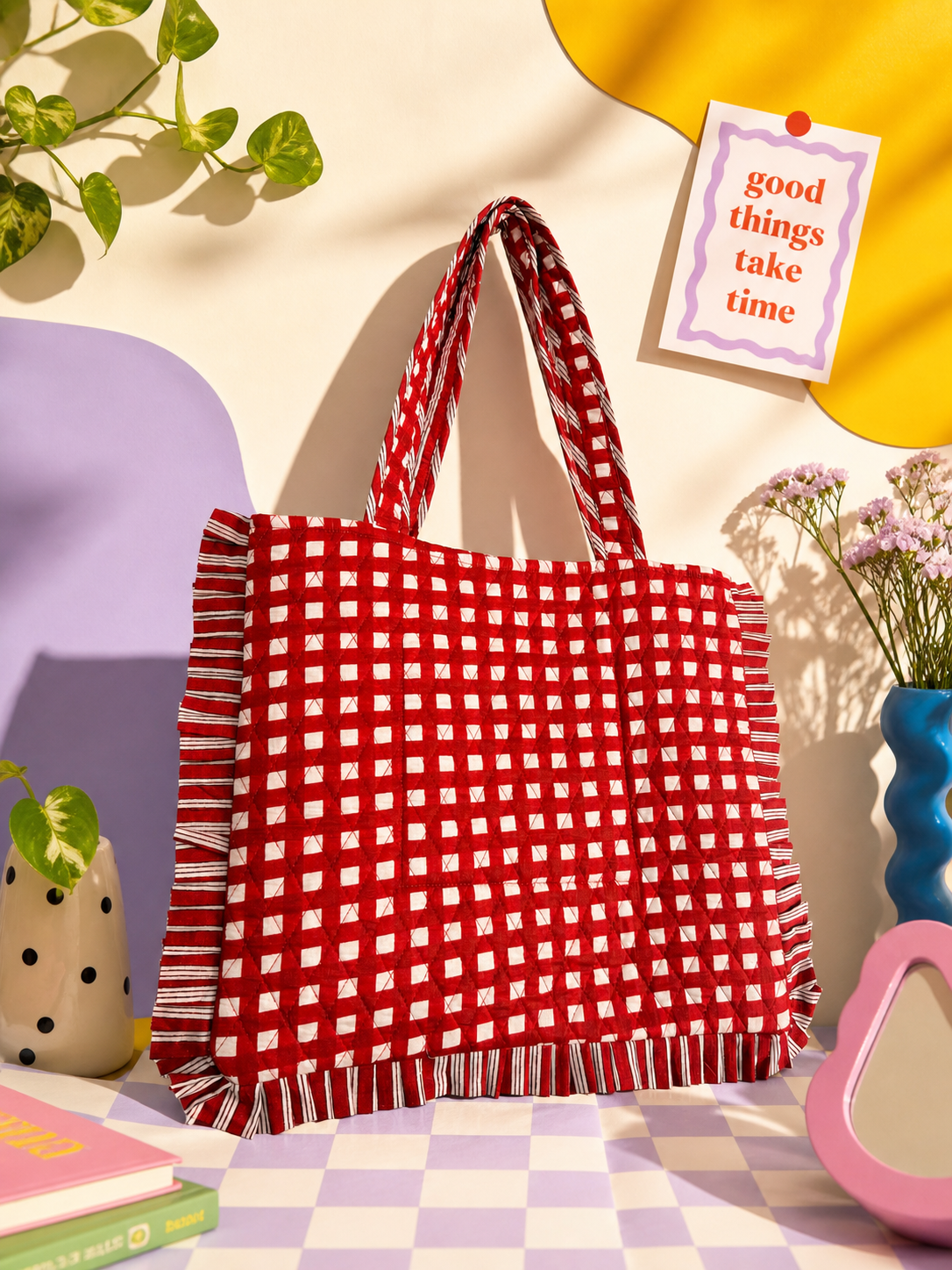 Cherry Picnic Ruffle Tote