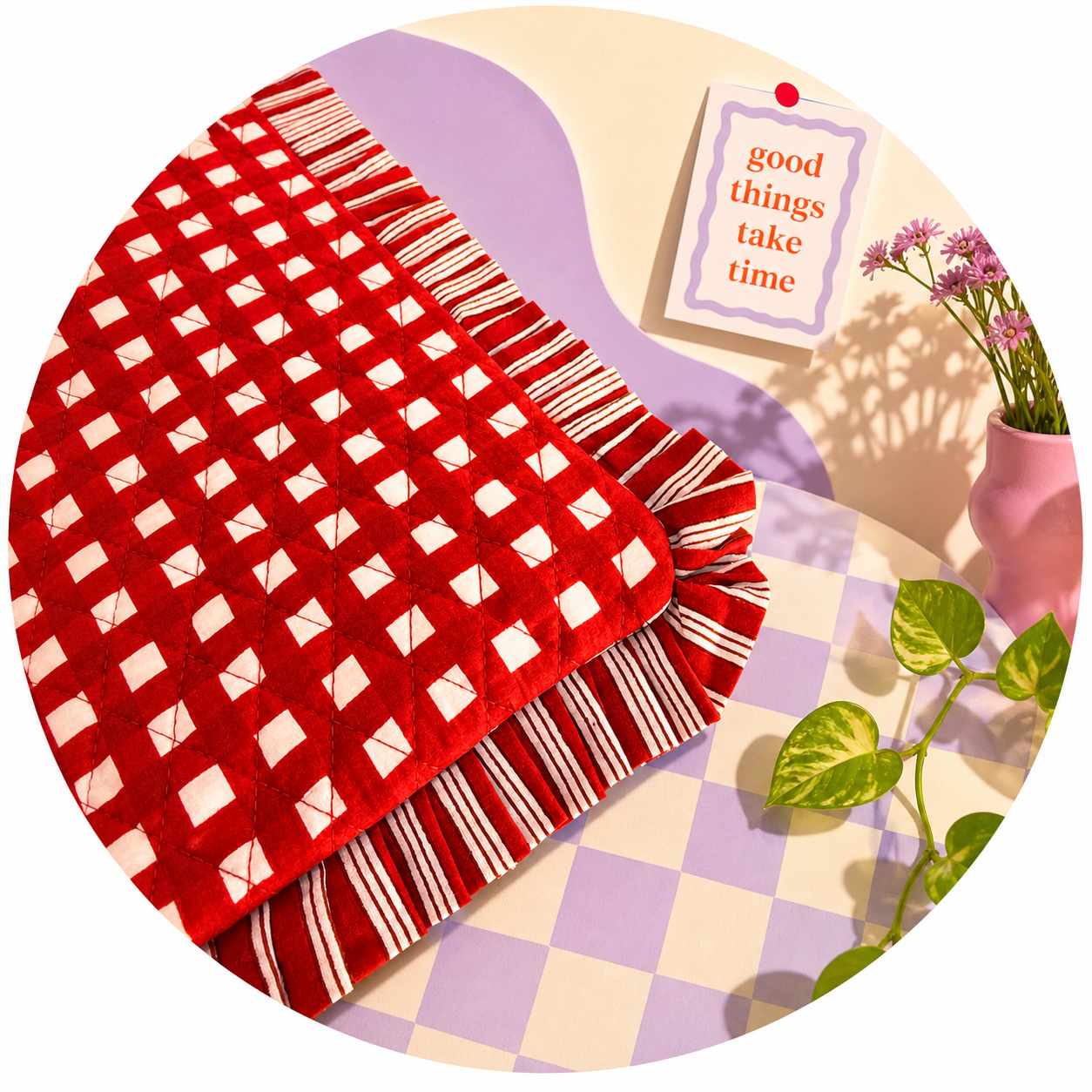 Cherry Picnic Ruffle Tote