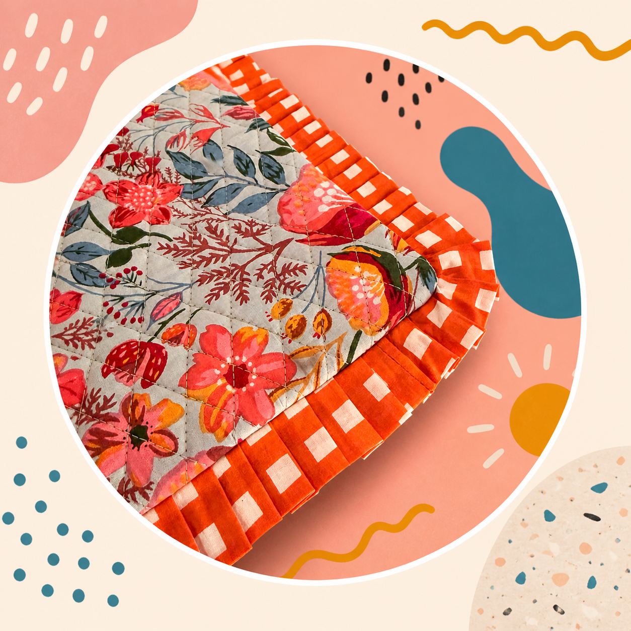 Coral Bloom Ruffle Tote