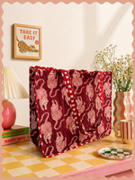 Crimson Cat Quilted Tote