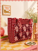 Crimson Cat Quilted Tote