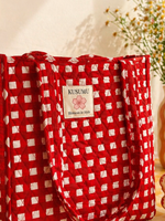 Crimson Cat Quilted Tote