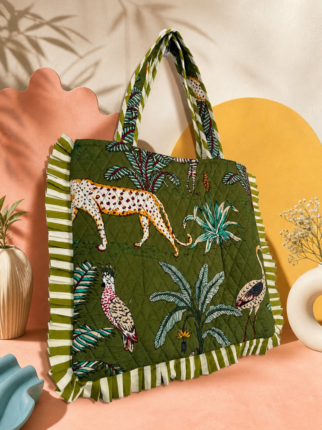 Jungle Whimsy Ruffle Tote