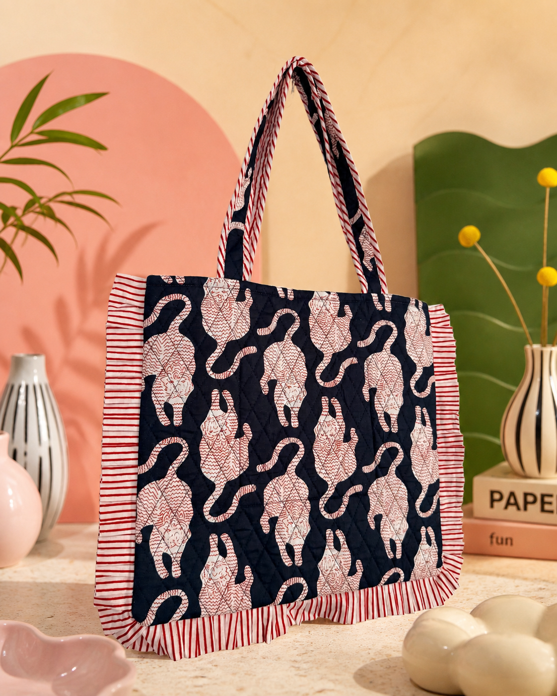 Midnight Ruffle Tote