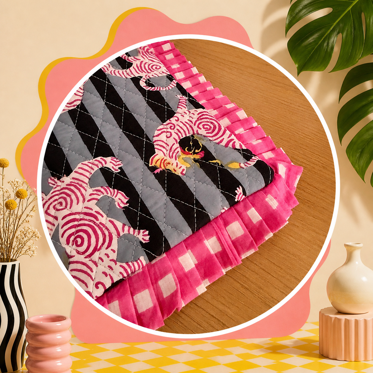 Pink Tiger Ruffle Tote