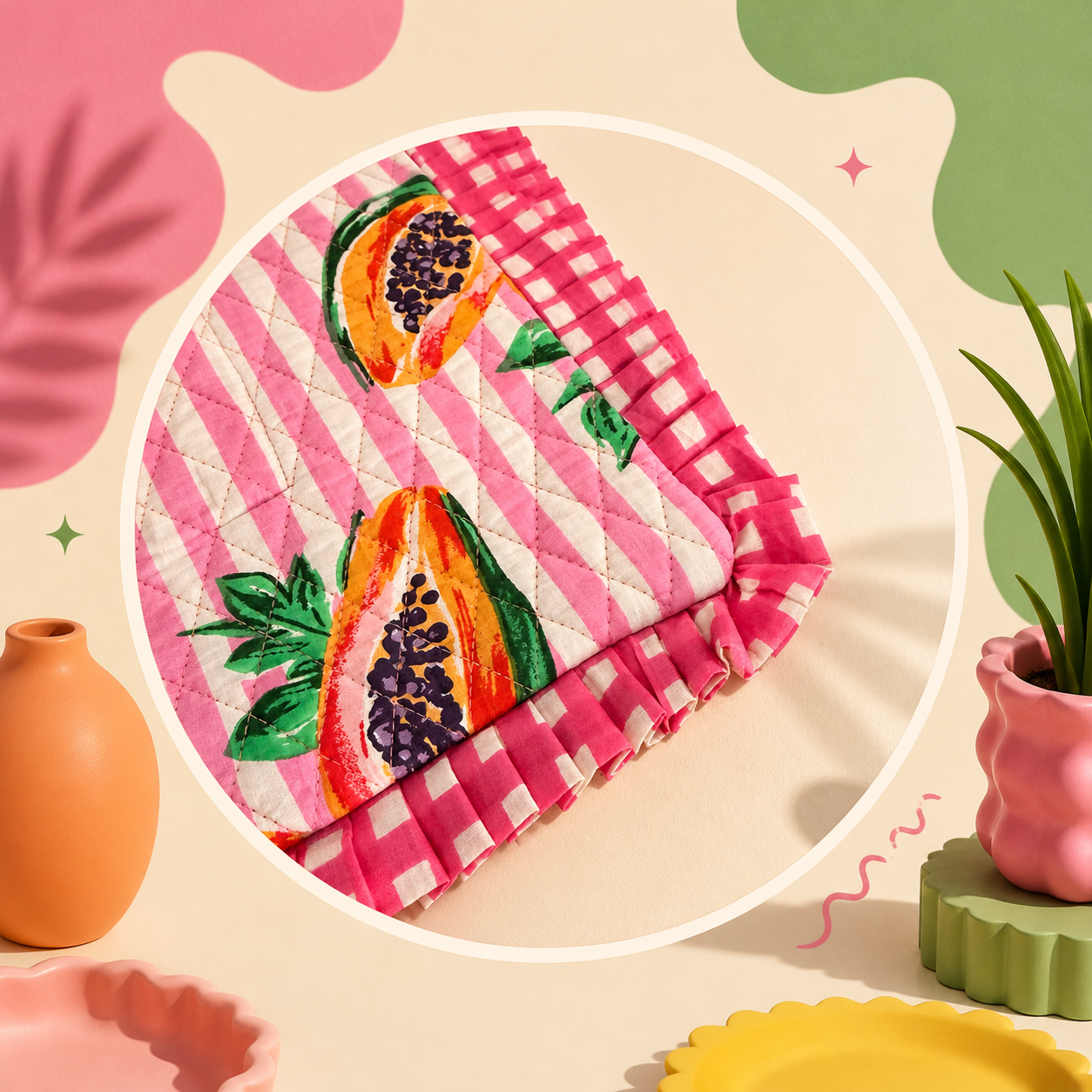 Tropical Blush Ruffle Tote